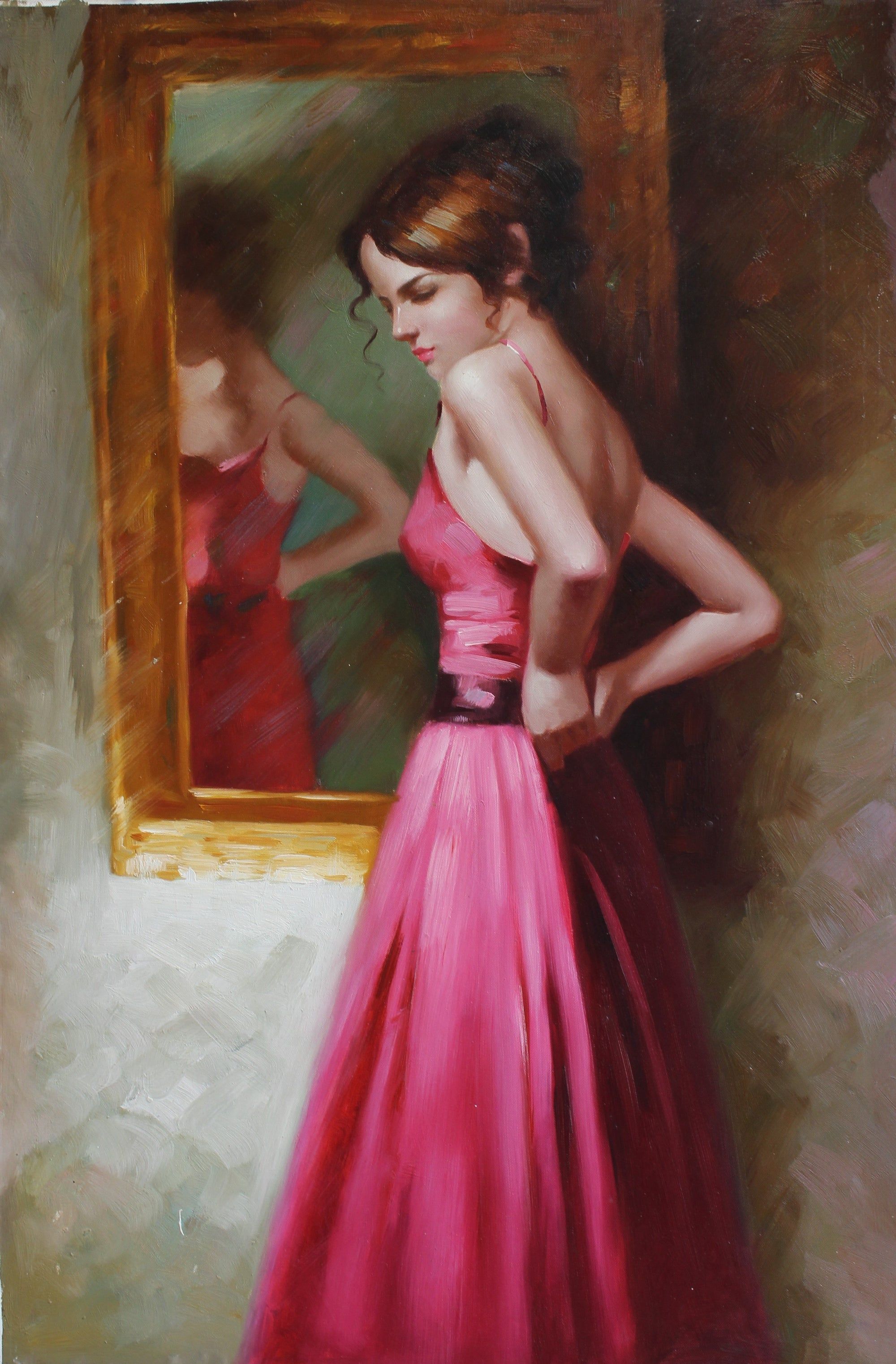 Femme portant une robe rose