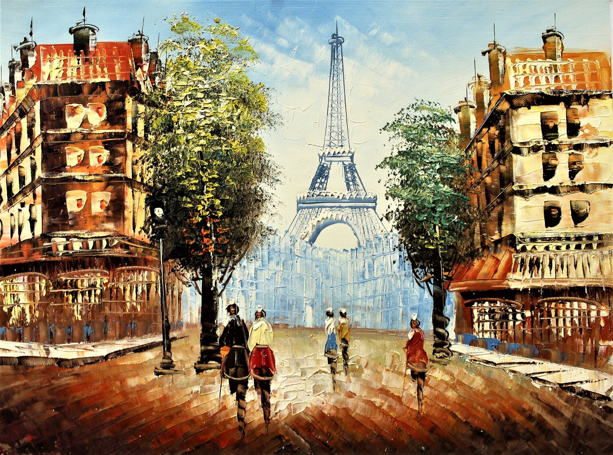 Rue menant à la tour Eiffel à Paris