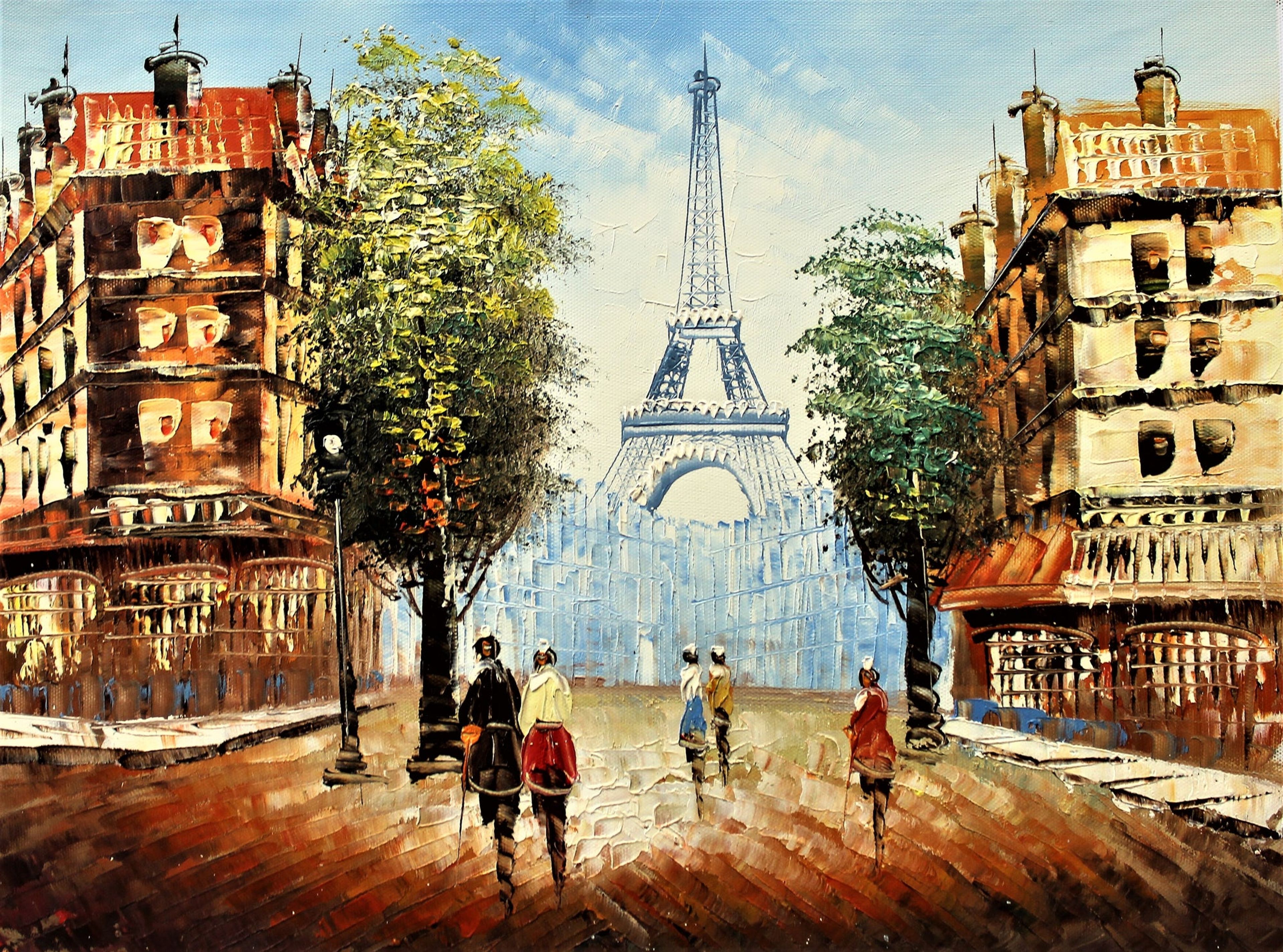 Rue menant à la tour Eiffel à Paris