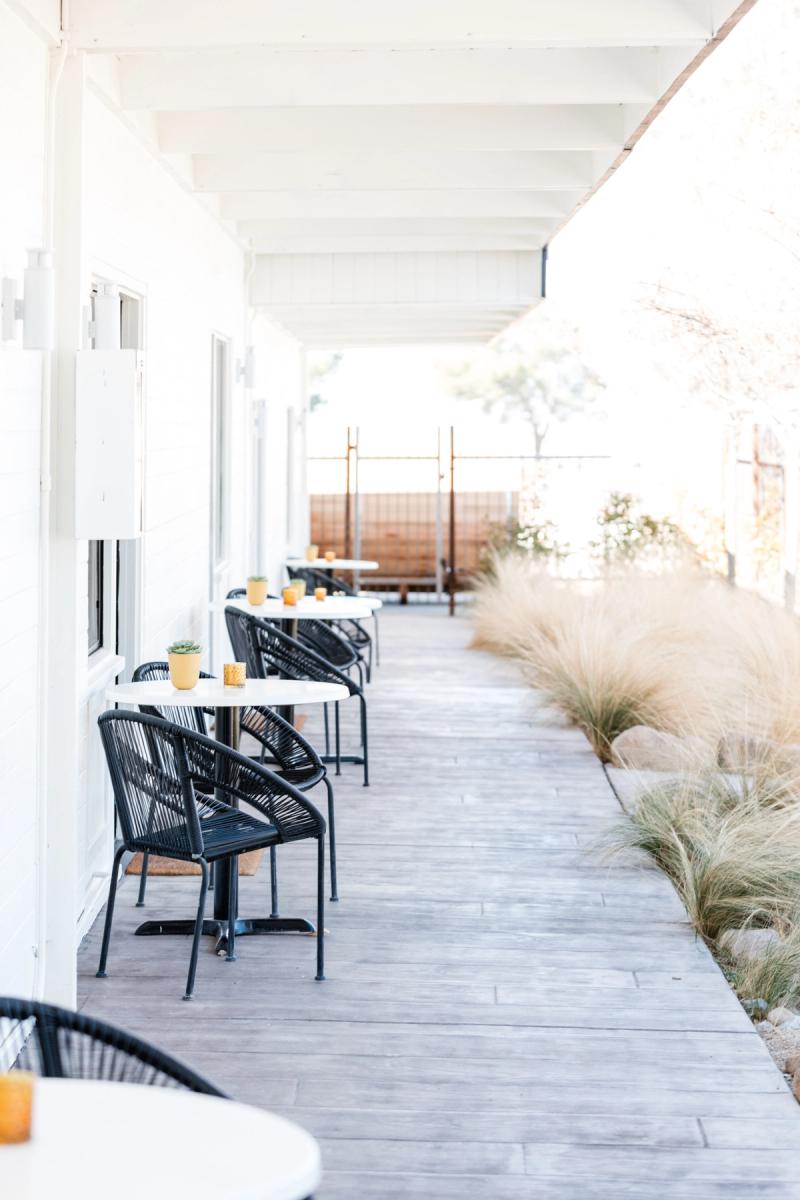 Shared patios outside Classic Queen rooms