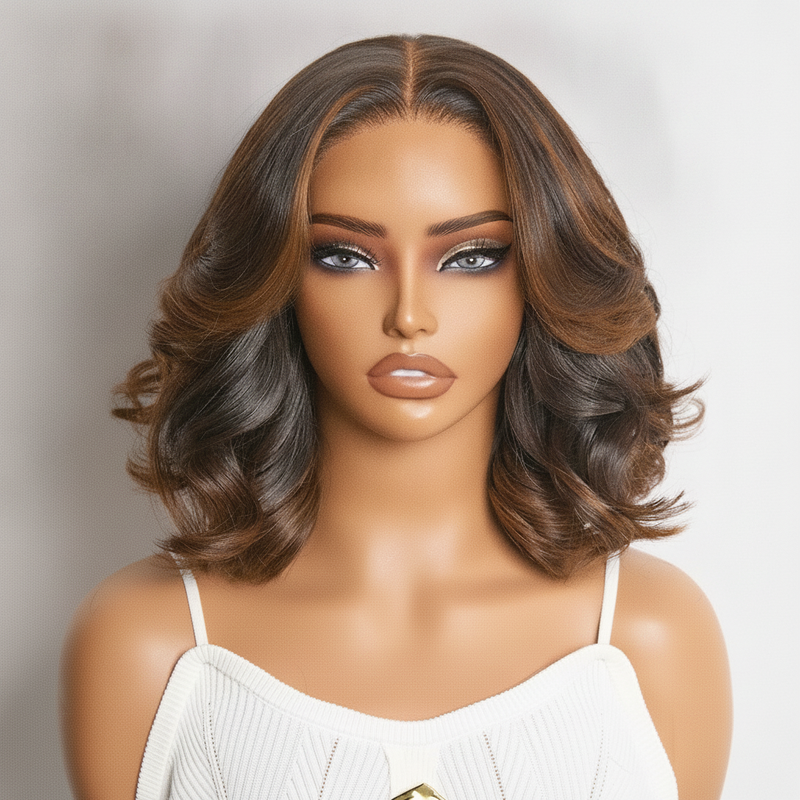 Mocha Highlight Loose Wave Glueless Closure