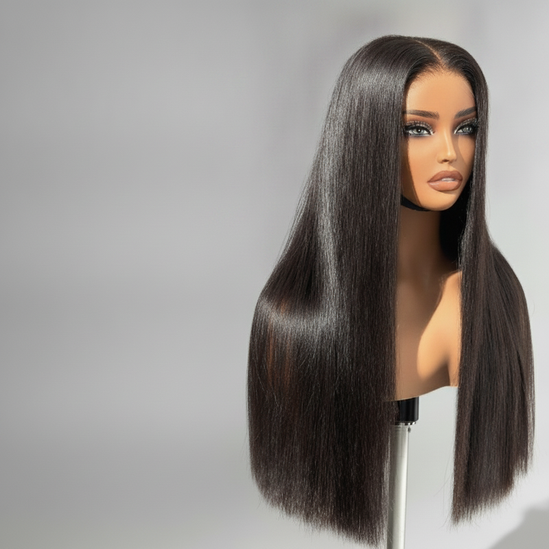 200% Density Bone Straight Glueless Closure Wig