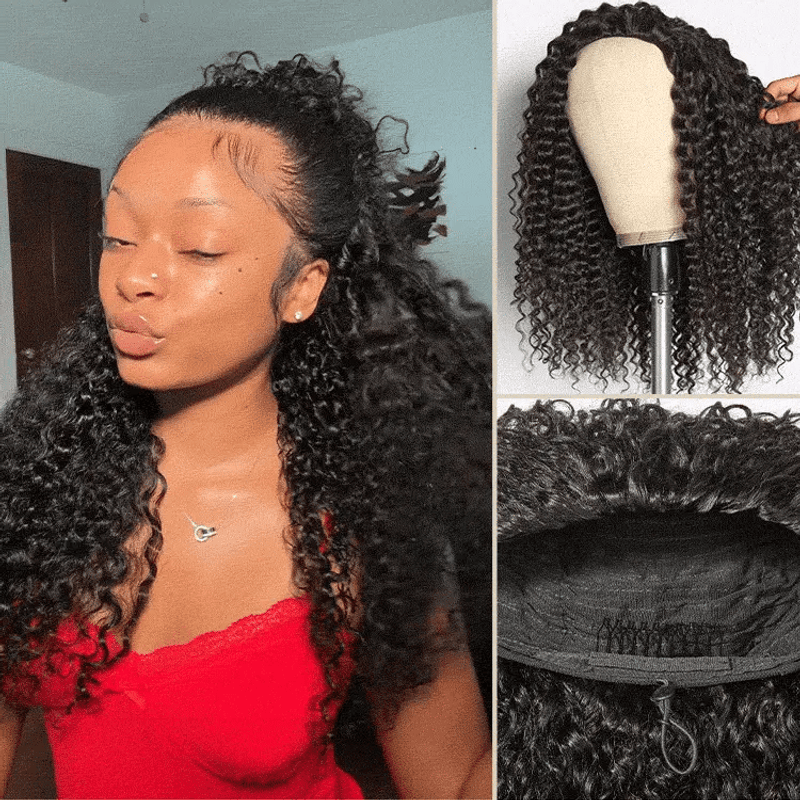 Fluffy Water Wave Drawstring Half Wig