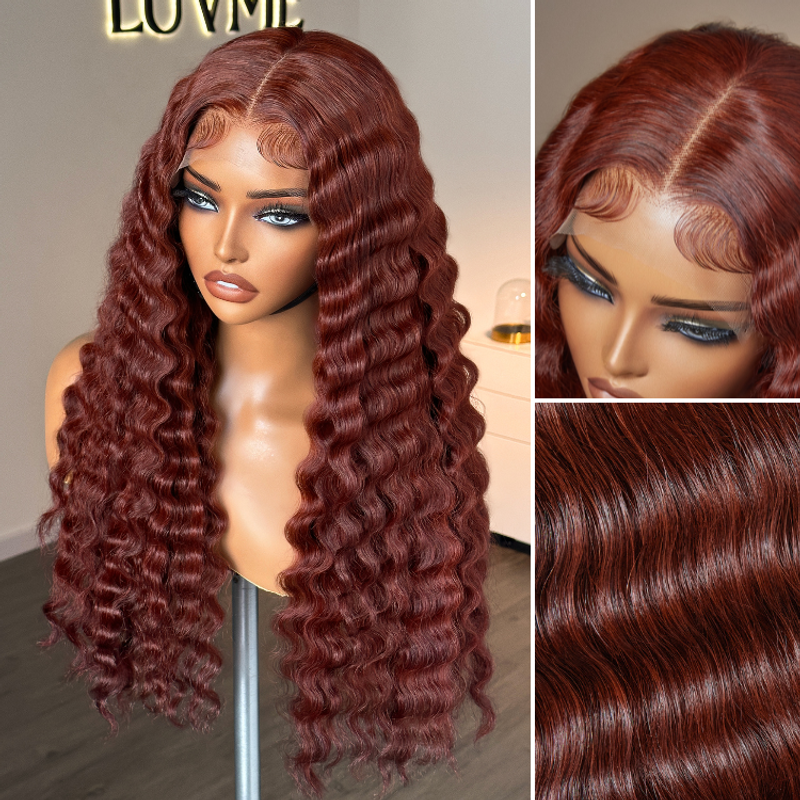 Deep Mahogany Wave Pre-Cut Closure Wig