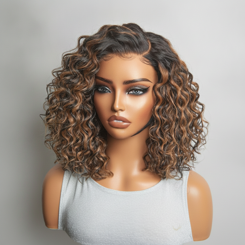 Deep Wave HD Lace Wig in Brown Highlight