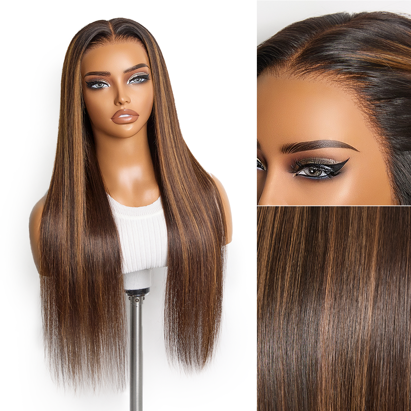 Chestnut Honey Silky Straight Frontal Wig