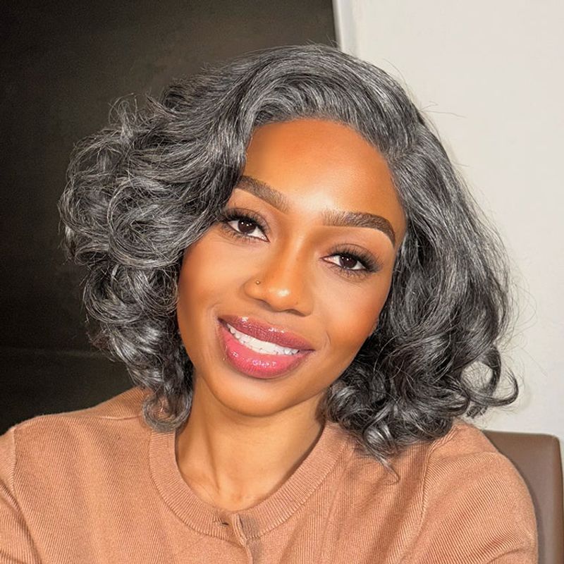 Silver Smoke Bouncy Curl Glueless Wig