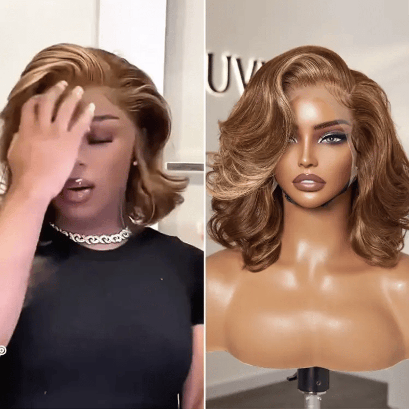 Honey Blonde Highlights Loose Wave Frontal Wig