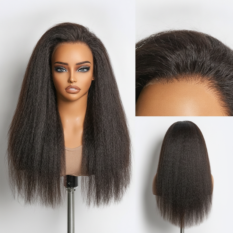 22" Kinky Straight HD Lace Drawstring Ponytail