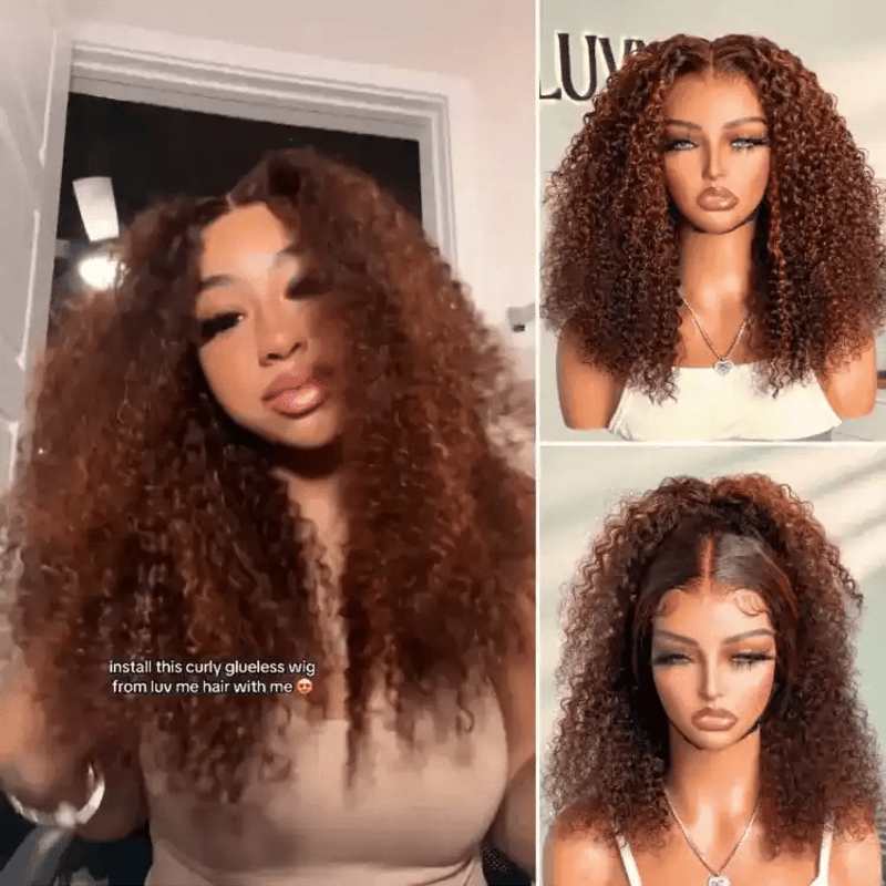 Copper-Kissed Kinky Curly Closure Wig