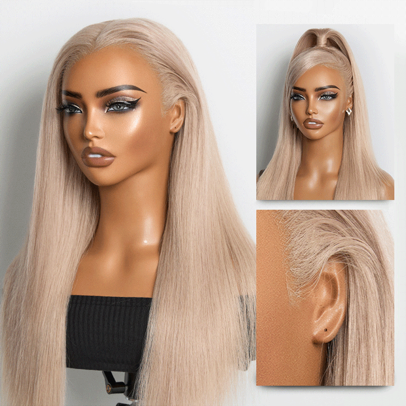 180% Density Ash Blonde Silky Straight Lace Front