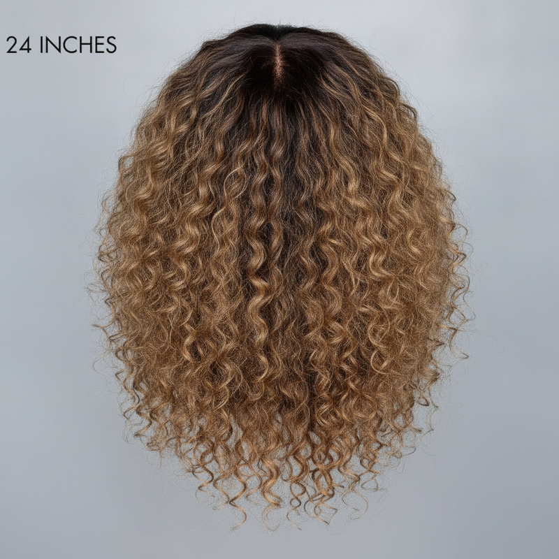 Brown Ombre Water Wave Glueless Closure Wig