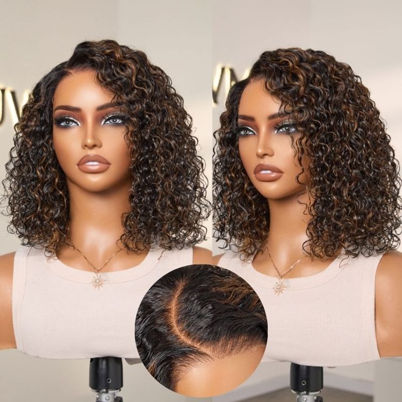 Bronzed Water Wave Closure Wig