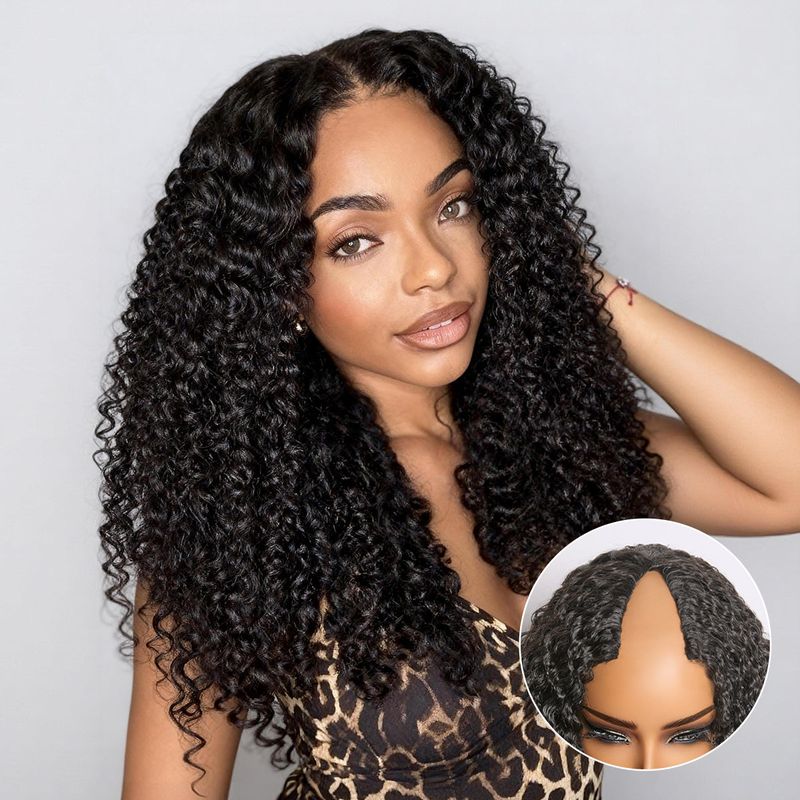 Burmese Curly V-Part Glueless Wig
