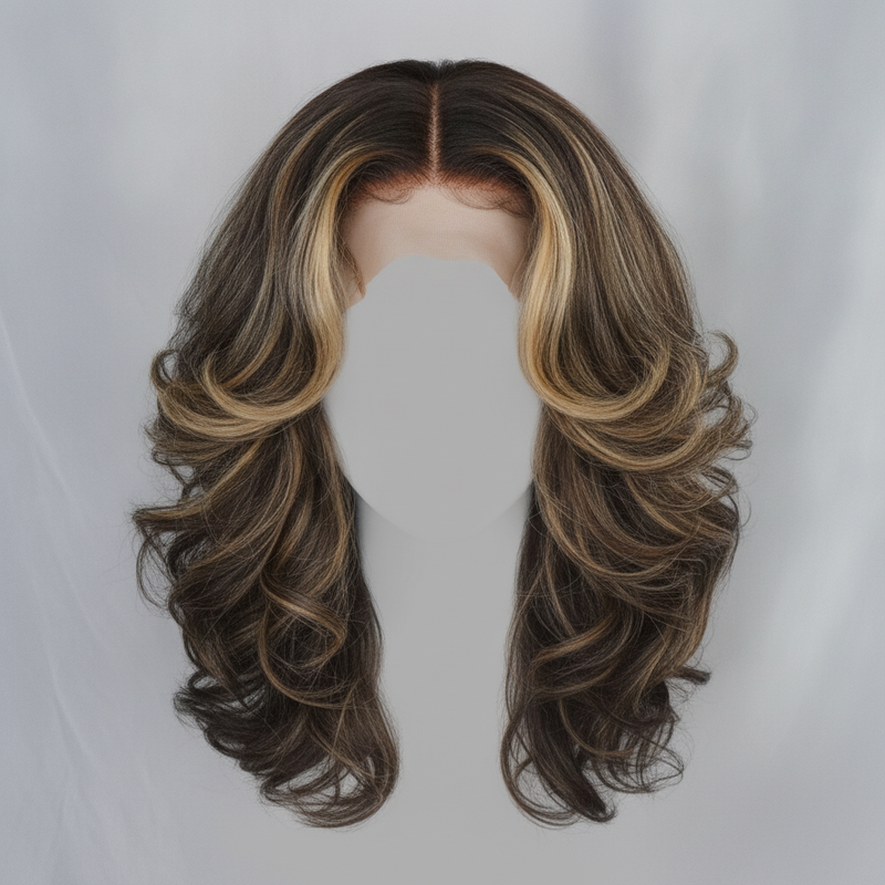 Honey Blonde Layered Glueless HD Lace Wig