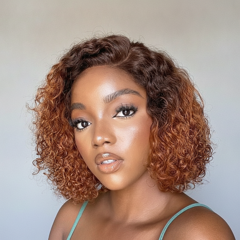 Chocolate Swirl Glueless Curly Bob