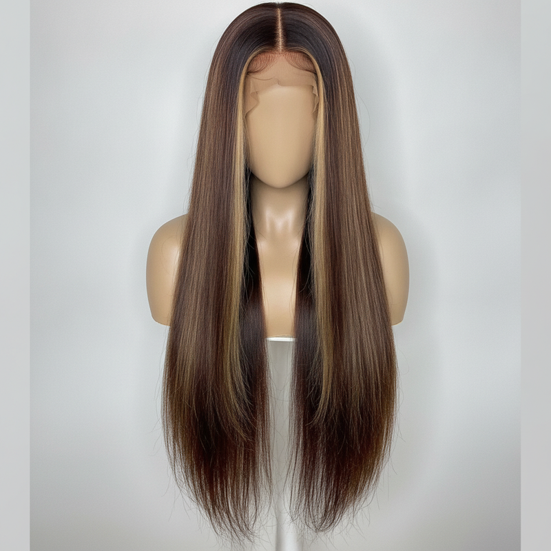 Honey Blonde Silky Straight Glueless Closure Wig