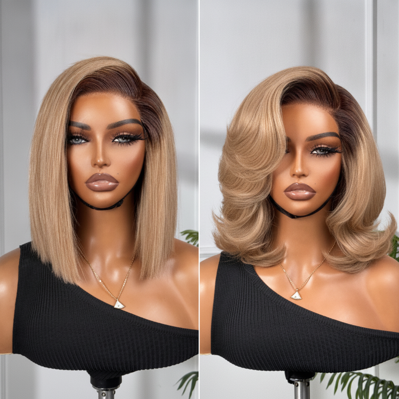 Ash Blonde Ombre Blunt Bob
