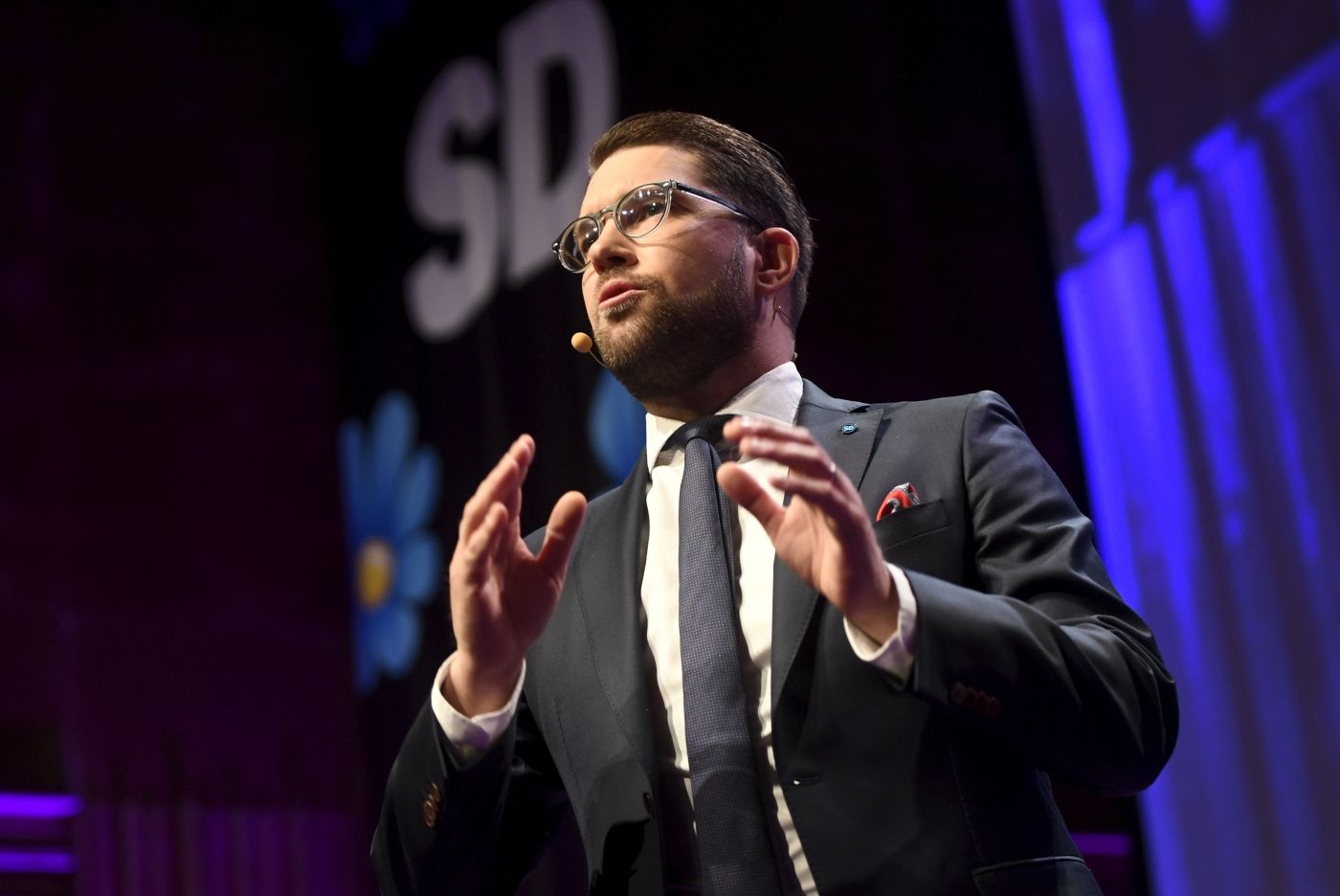 NORRK÷ING, SVERIGE 20171125. 
 Sverigedomokraterns partiledare Jimmie Åkesson talar under partiets Landsdagar på lˆrdagen. 
 Foto: Vilhelm Stokstad/TT / NTB scanpix