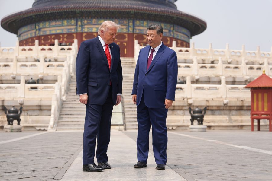 Under ledermøtet i Beijing var det USAs president Donald Trump som framsto presset.