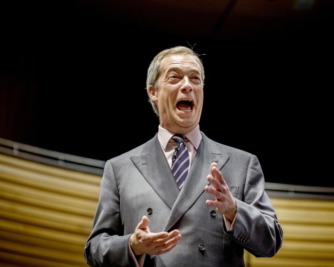 Nigel Farage, leder for britiske UKIP. Reportasje fra New Castle , England i forbindelse med EU-valg-