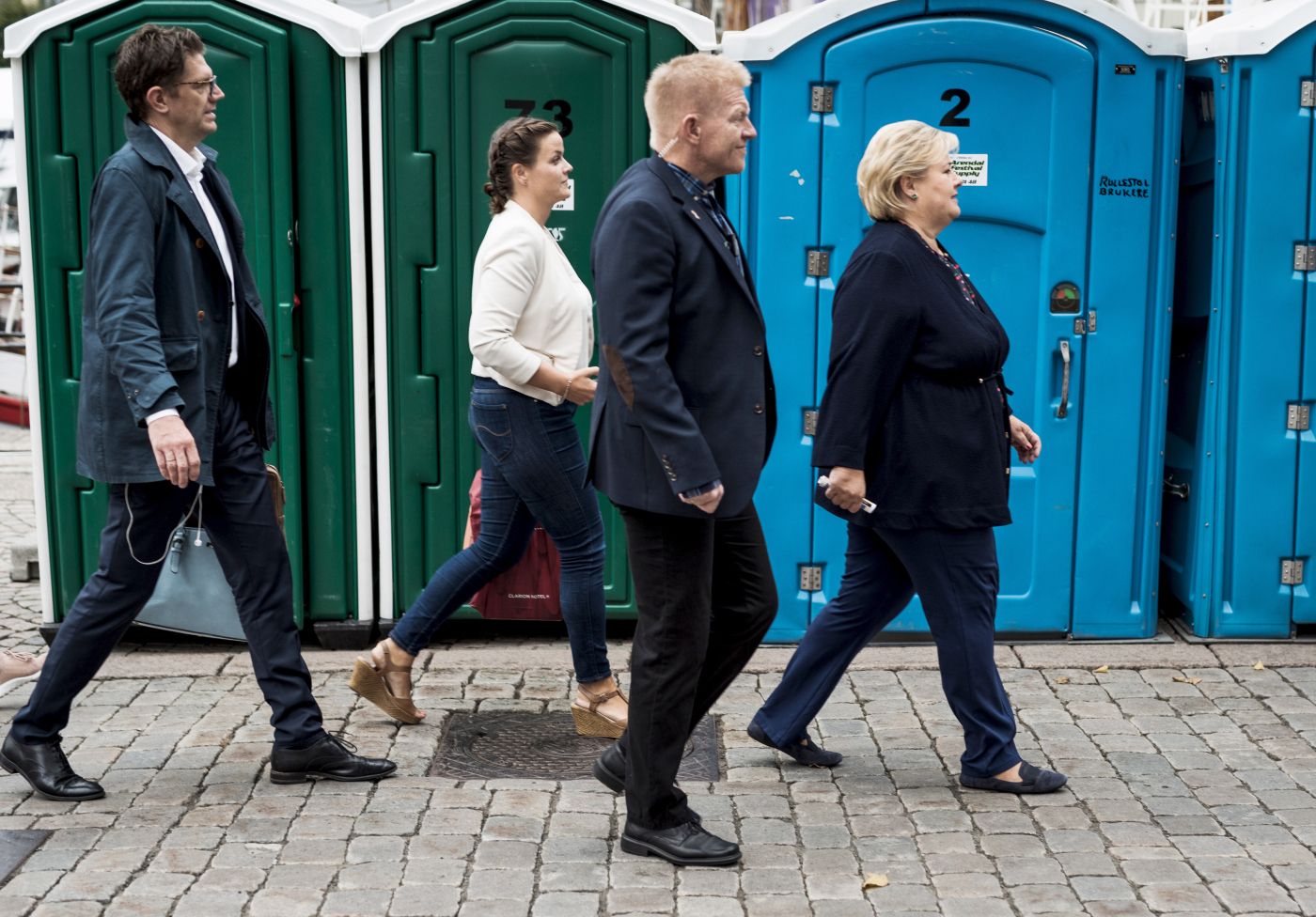 Arendal 14.08.18: Statsminister Erna Solberg arrangerte pressetreff i Arendal. Foto: John Trygve Tollefsen.