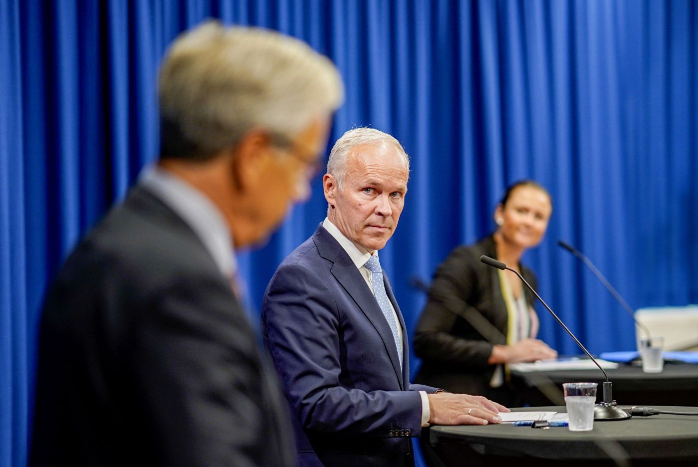 Oslo 20200821. 
 Pressekonferanse med finansminister Jan Tore Sanner og sentralbanksjef Øystein Olsen om Tangen-saken. 
 Foto: Cornelius Poppe / NTB scanpix