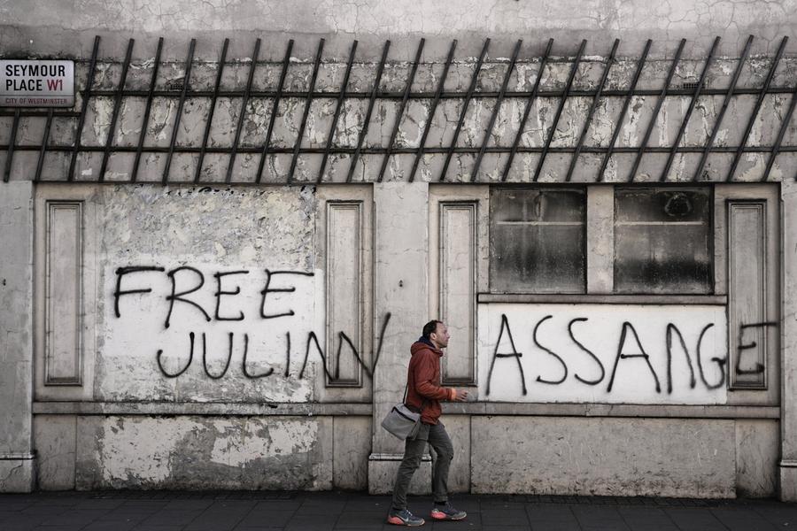 Assange-mobilisering mot Storbritannias regjering.