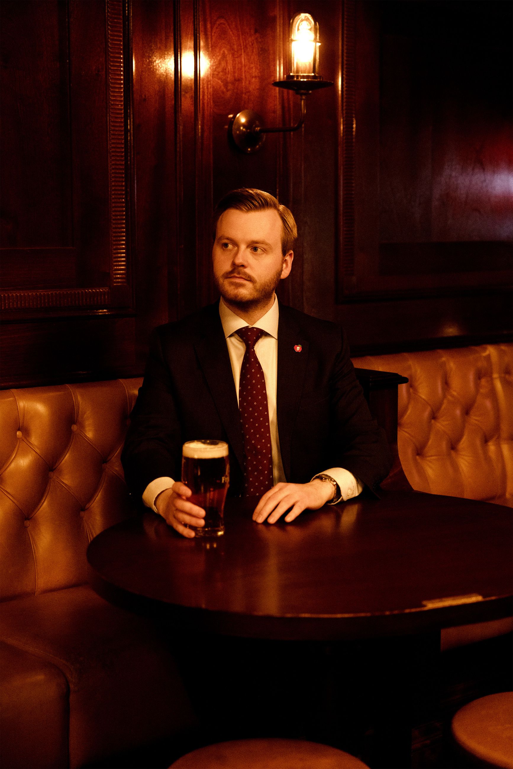FEST: Helsepolitisk talsperson Kristian August Eilertsen i Frp på puben Scotsman i Oslo.