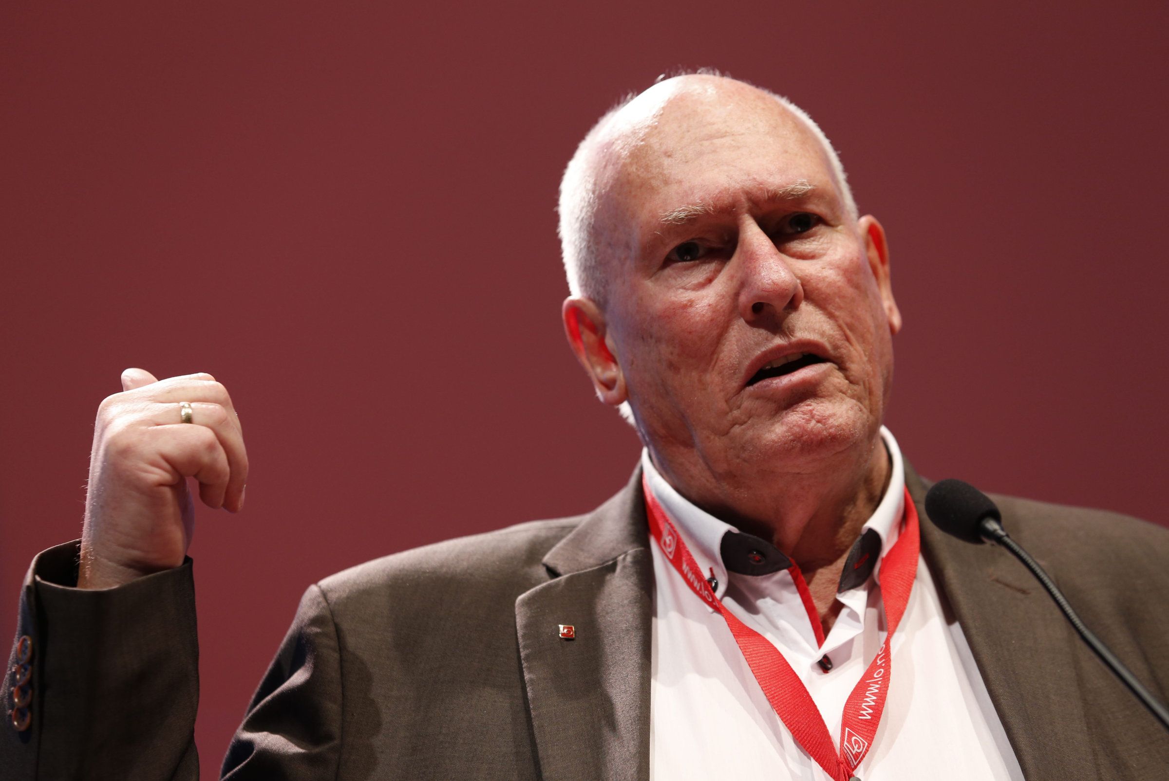 OSLO 20130505.
LO-leder Roar Flåthen taler til LO-kongressen søndag.
Foto: Erlend Aas / NTB