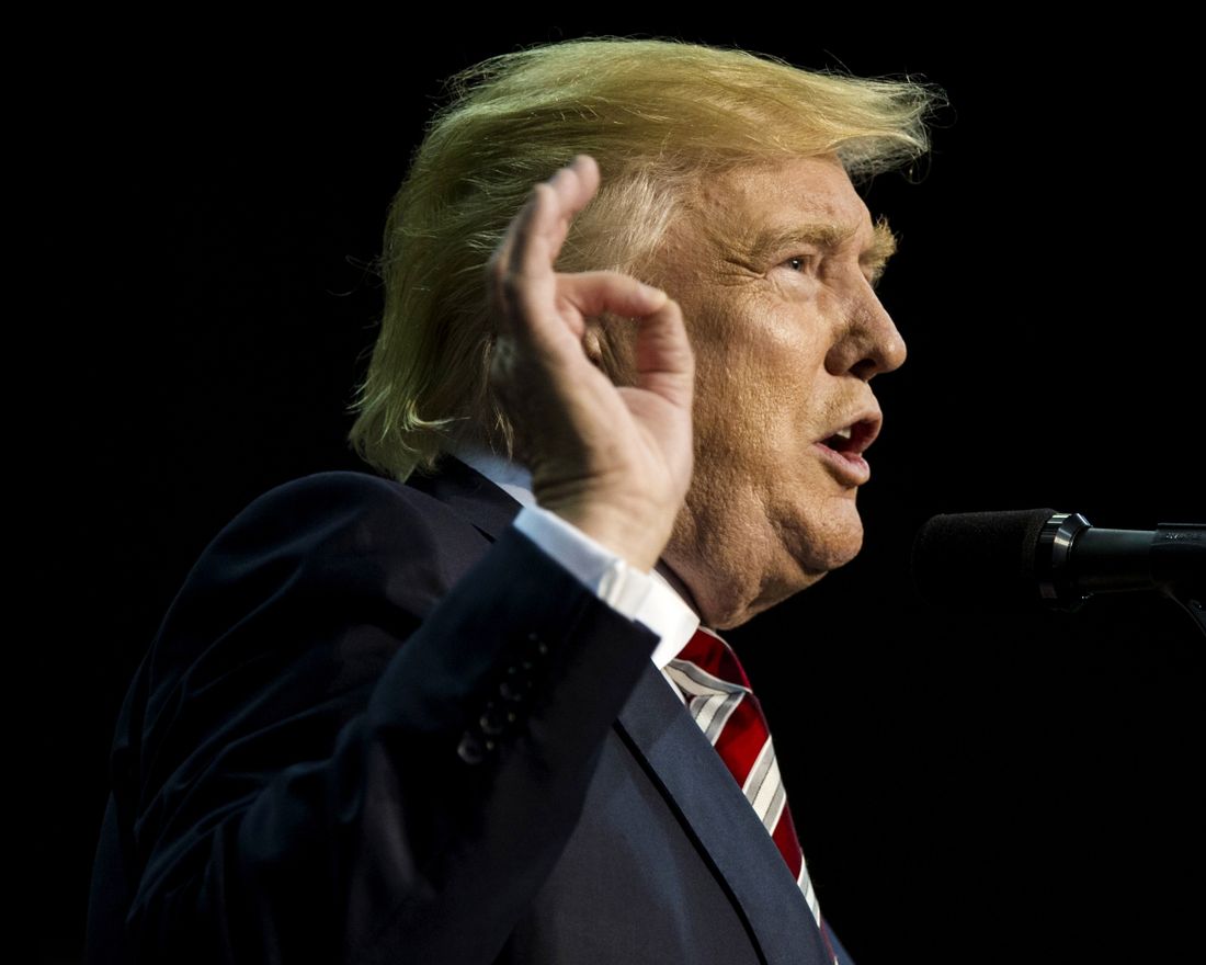 PENSACOLA, FL - SEPTEMBER 09: Republican Presidential candidate Donald Trump speaks during a rally at the Pensacola Bay Center on September 9, 2016 in Pensacola, Florida. Polls show that Trump and Cliton are tied in Florida.   Mark Wallheiser/Getty Images/AFP 
 == FOR NEWSPAPERS, INTERNET, TELCOS & TELEVISION USE ONLY ==