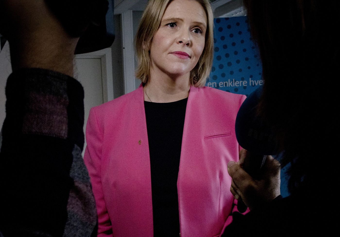 Oslo 20190430. Konstituert 1. nestleder Sylvi Listhaug og partileder Siv Jensen i Frp på pressekonferanse i forkant av partiets landsmøtet til helgen.