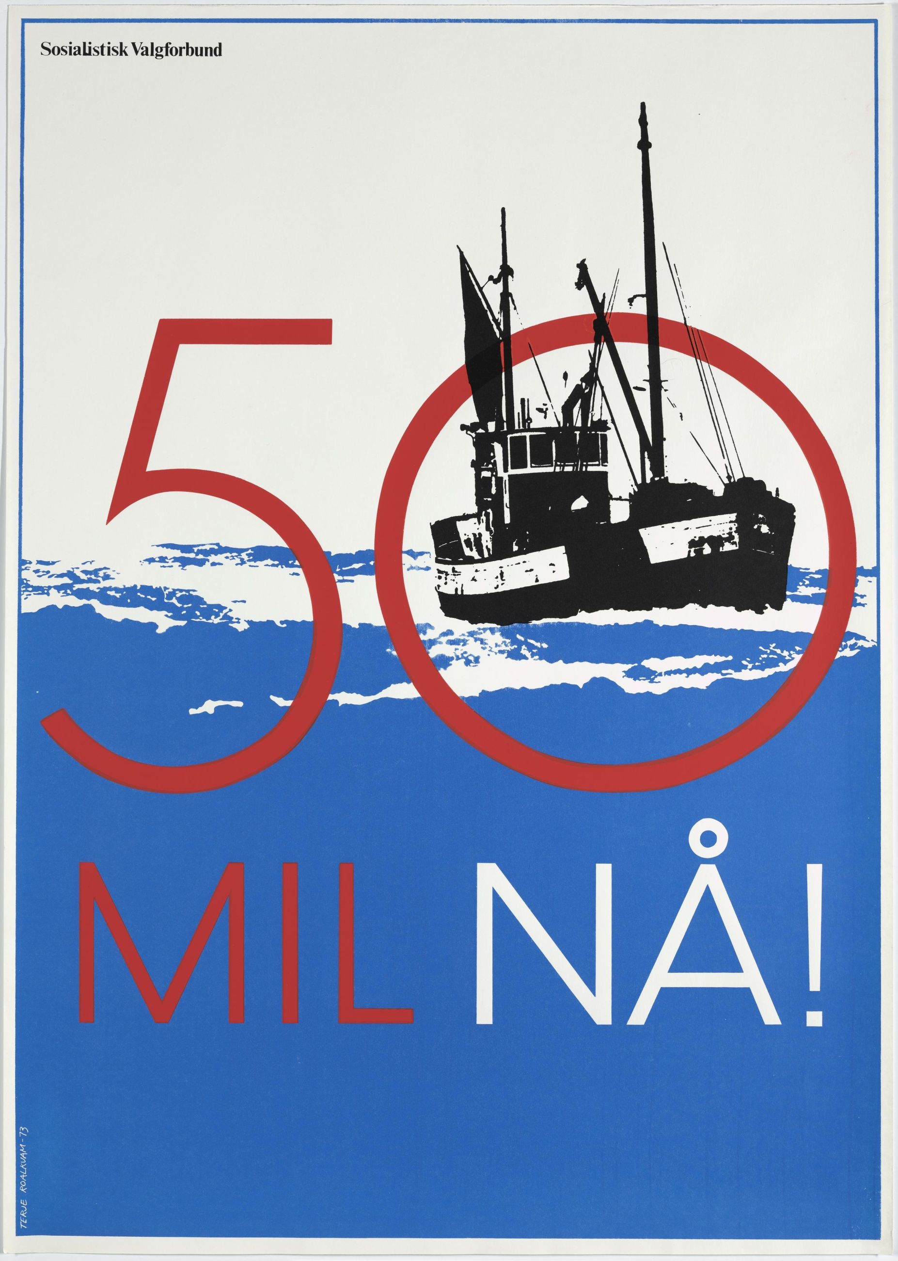 PLAKATBØLGE: På 1970-tallet formga Terje Roalkvam plakater for blant andre SV og Natur og Ungdom. Foto: Andreas Harvik, Nasjonalmuseet