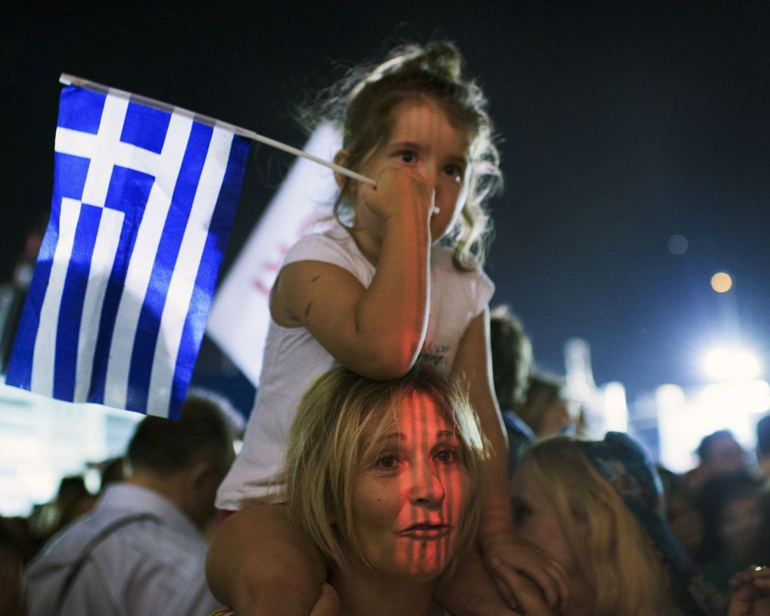 Syriza arrangerte massemøte for nei-siden fredag 3.juni.
