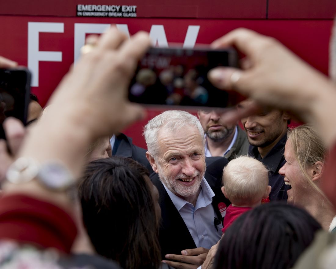 Labour-valgkamp i Telford, England, med partileder Jeremy Corbyn, før parlamentsvalget 8. juni 2017. 
  
 Foto: Tom Henning Bratlie