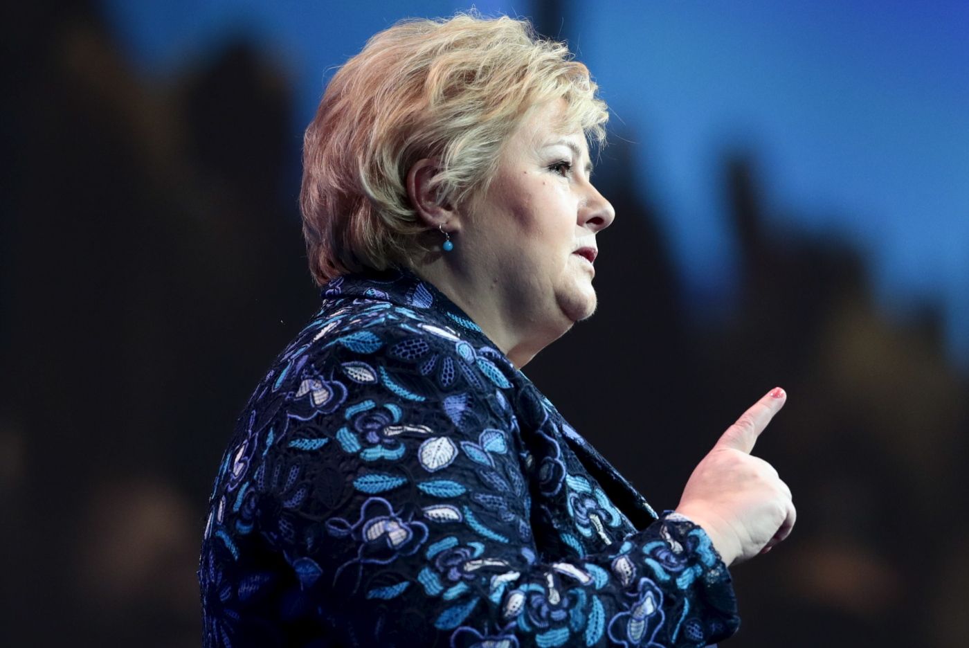 Gardermoen  20180406. 
 Høyres landsmøte på Gardermoen. Statsminister Erna Solberg. 
 Foto: Lise Åserud / NTB scanpix