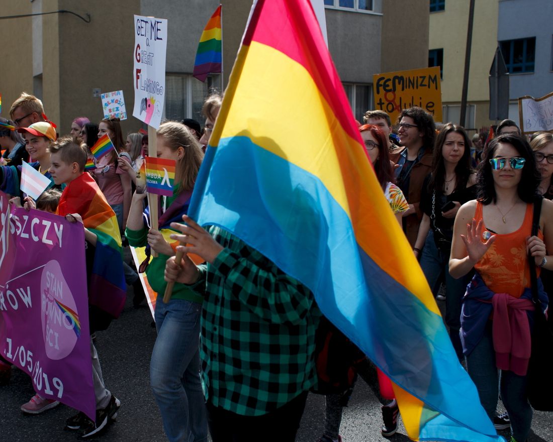 Bydgoszcz 11.05.2019 The Equality March on the streets of Bydgoszcz, Poland. The event was organised by The State of Equality organisation. 
  
 Photo by Lukasz Glowala