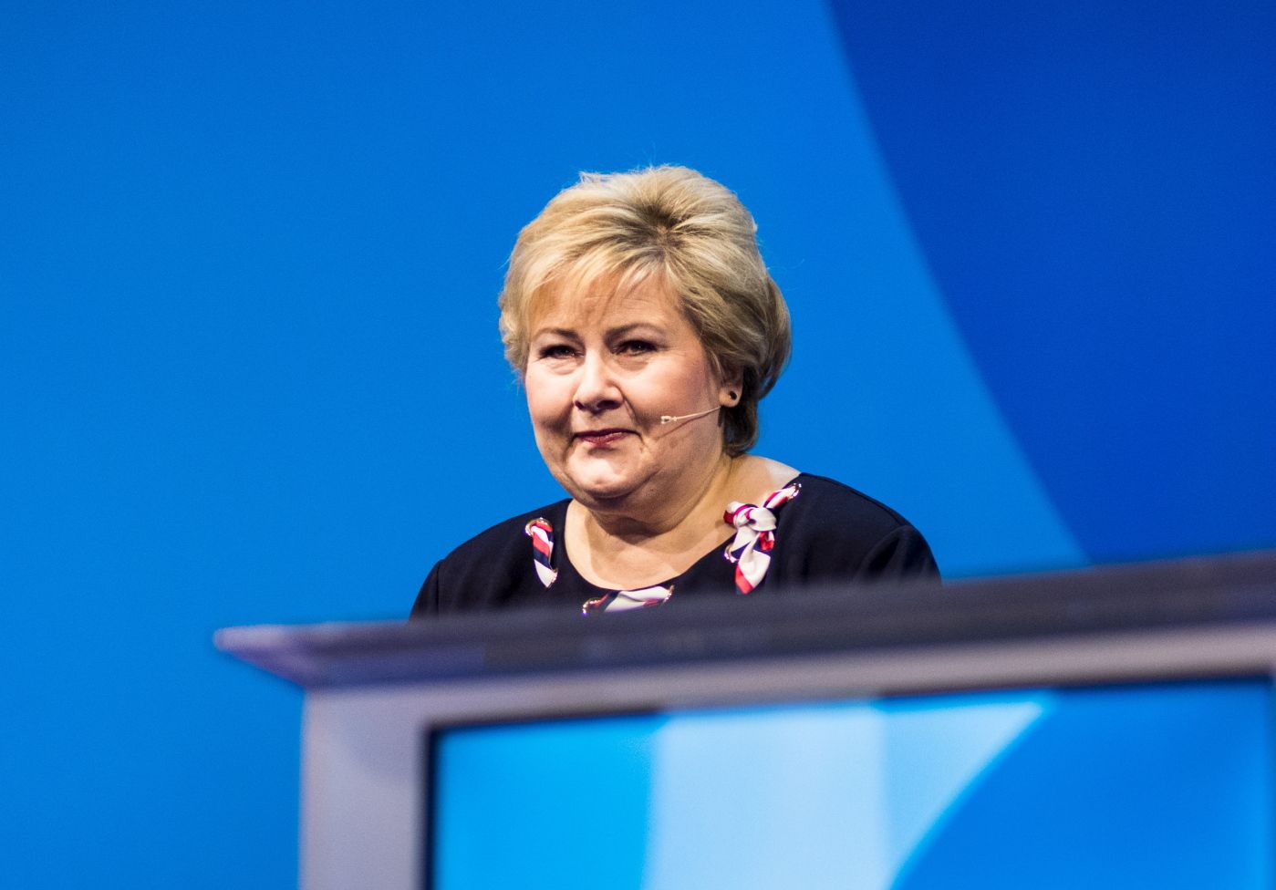 Gardermoen 15.03.19: Erna Solberg taler på Høyres landsmøte på Thon Gardermoen. Foto: John Trygve Tollefsen