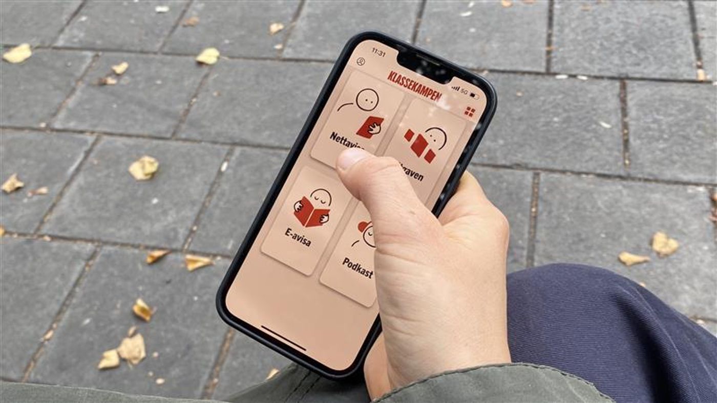 Appens hovedmeny på mobil