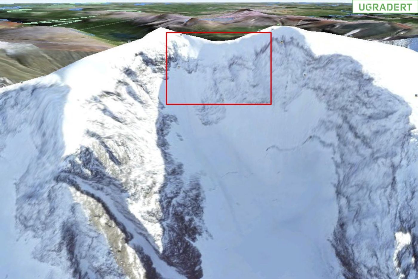 Bilder fra P-3C Orion  over område det søkes etter det savnede Herkules flyet i Kebnekaise, Sverige / Images from the P-3C Orion , which is searching after the missing Hercules in Kebnekaise, Sweden 
 (Simulatorgenerert bilde)