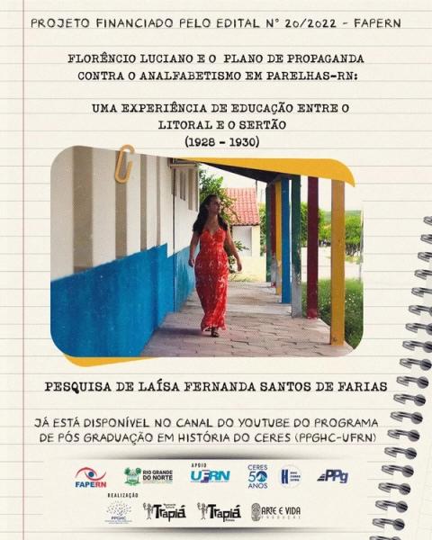 Banner do documentário Florêncio Luciano e o plano de propaganda contra o analfabetismo em Parelhas-RN