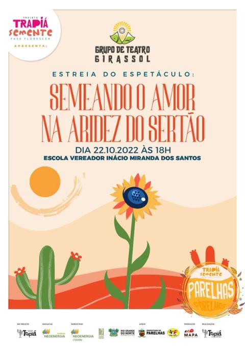 Banner do espetáculo Semeando o amor na aridez do sertão