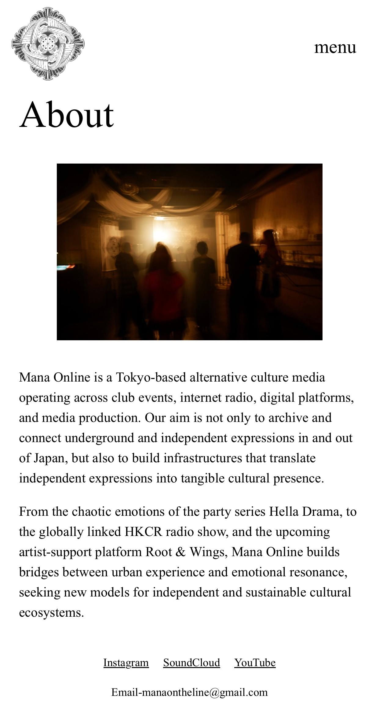 web design for "Mana Online" half image left