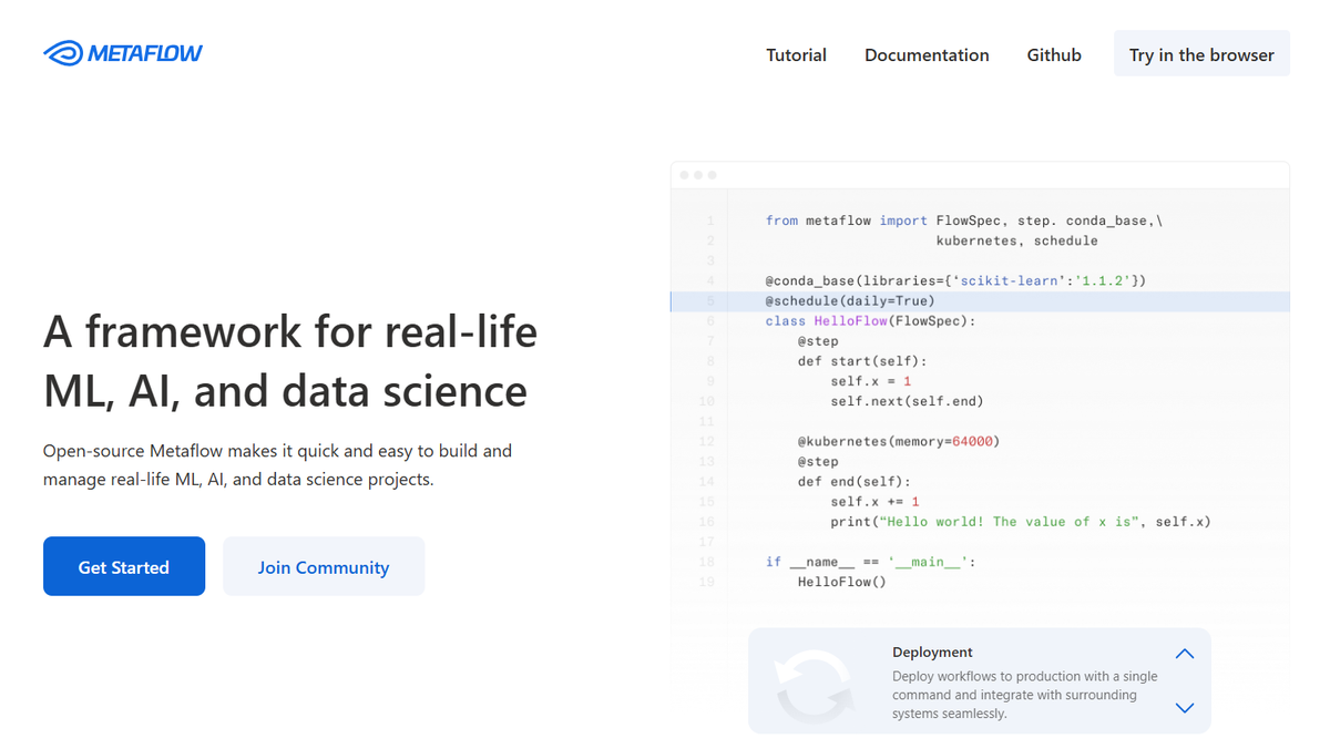 MetaFlow - Machine Learning Orchestration