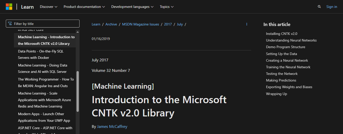 Machine Learning Framework