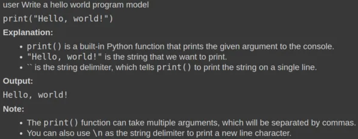 Hello World Program Model - Gemma LLM