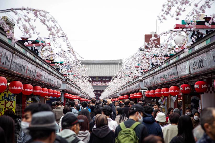 A crowded Asakusa in Tokyo, Japan.