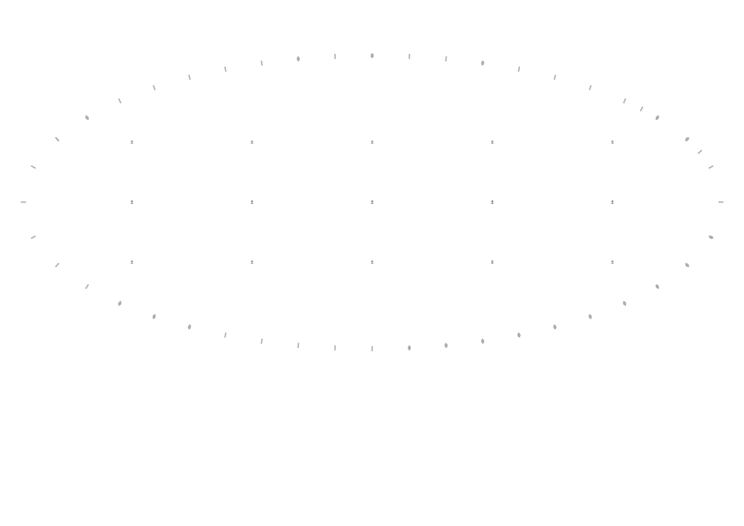 Schéma structurel ovale de la Maison de l’environnement Aquaterra à Hénin-Beaumont, montrant la trame régulière de portiques métalliques périphériques et centraux.