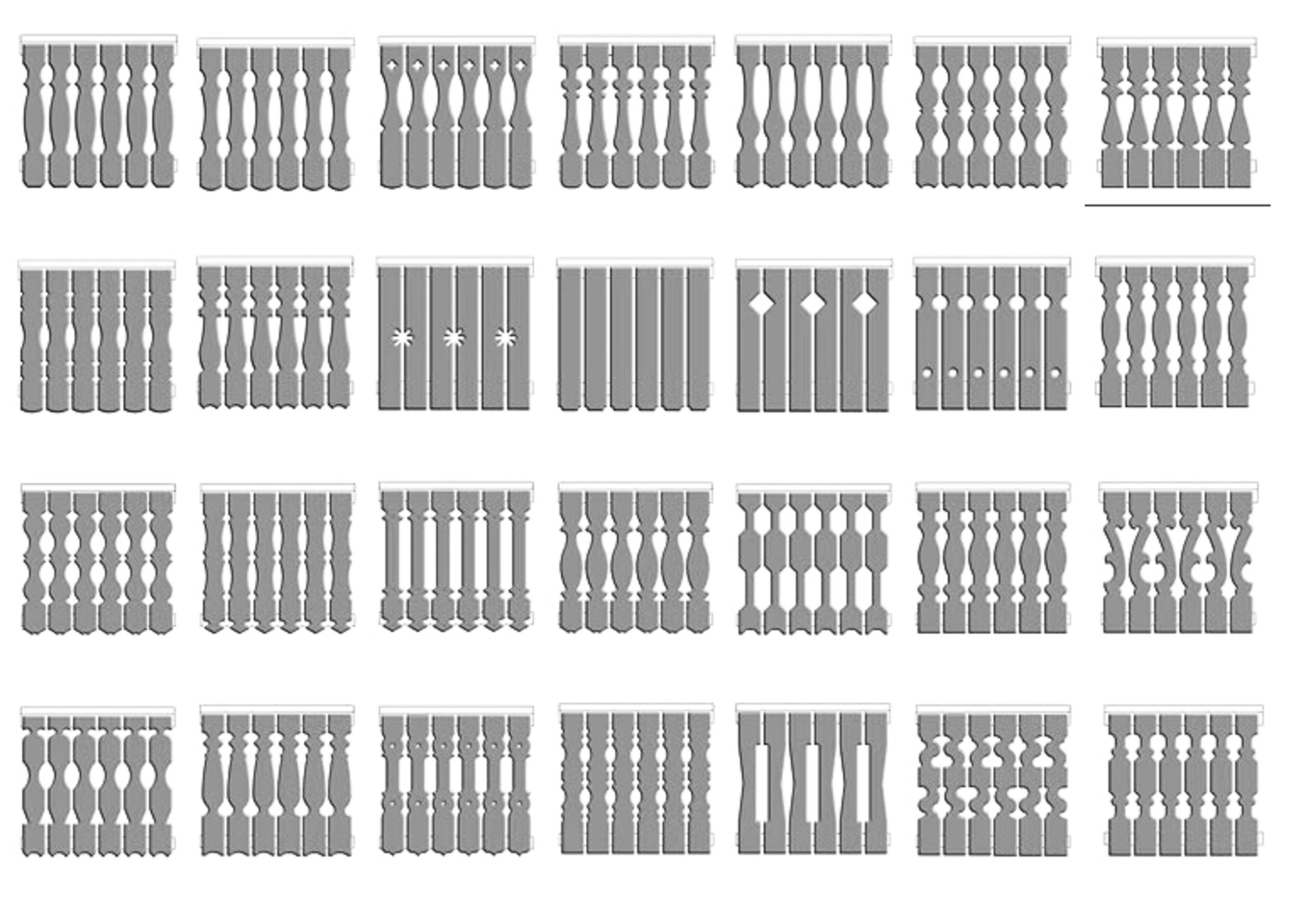 Planche d’étude Tectoniques pour l’auberge de jeunesse des Deux Alpes, présentant une série de variantes de lames bois ajourées pour la double peau de façade.