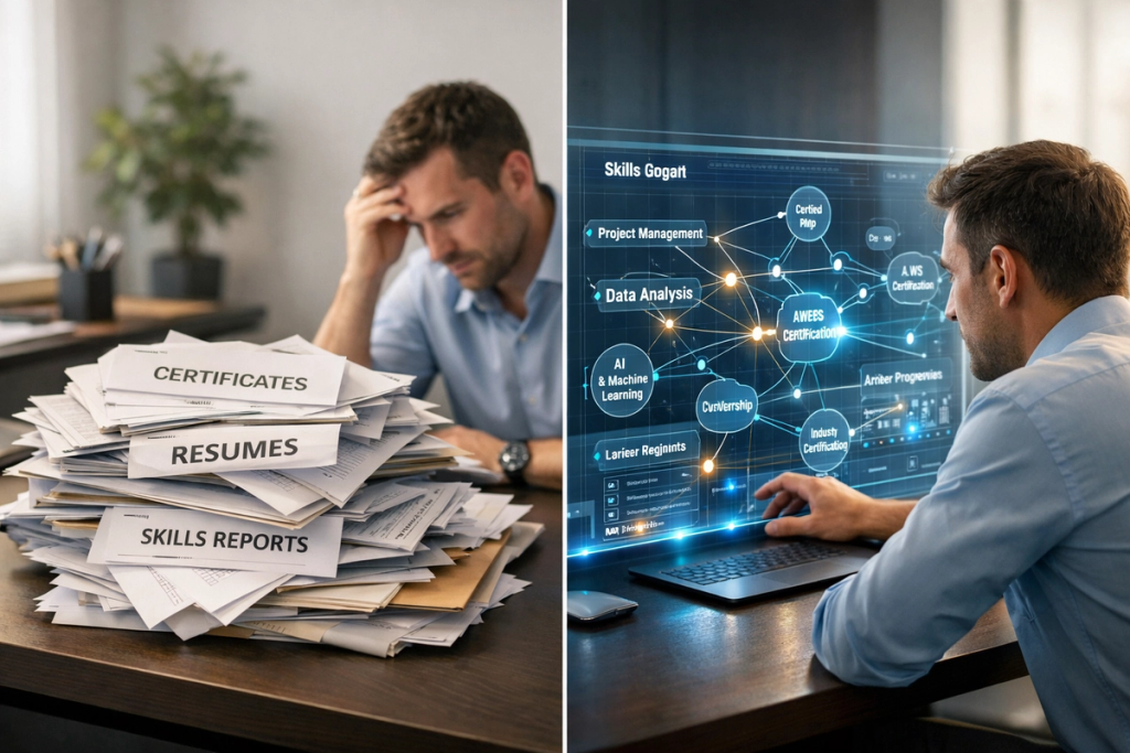 Comparison between paper-based certificates and a digital skills system